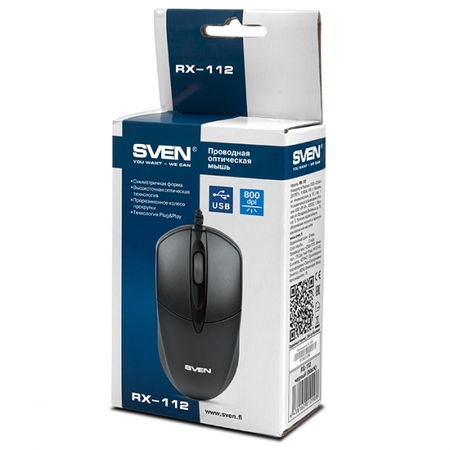Мышь SVEN RX-112 USB, 3кн., black Мышь SVEN RX-112 USB, 3кн., black купить по самой низкой цене
