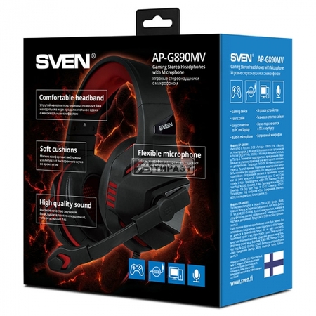 Наушники с микрофон. SVEN AP-G890MV (20–20000, 2.2м, 2*3,5мм/3pin) blk/red Наушники с микрофон. SVEN AP-G890MV (20–20000, 2.2м, 2*3,5мм/3pin) blk/red купить по самой низкой цене
