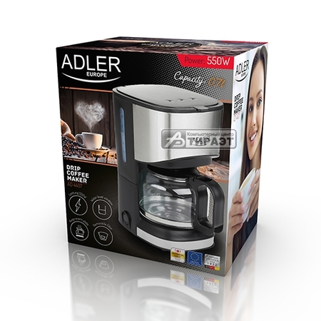 Кофеварка Adler AD 4407 (капельн, 550Вт, 0.7л, Защита от перегрева, кофе-молотый) Кофеварка Adler AD 4407 (капельн, 550Вт, 0.7л, Защита от перегрева, кофе-молотый) купить по самой низкой цене