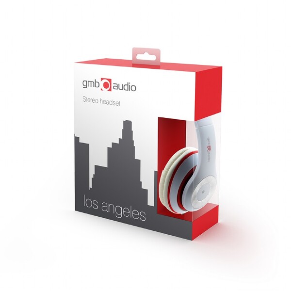 Наушники с микрофоном Gembird MHS-LAX-W (20-20000Hz, 32Ohm, 1.5м, 3.5mm 4-pin combo-jack) White/Red купить по самой низкой цене