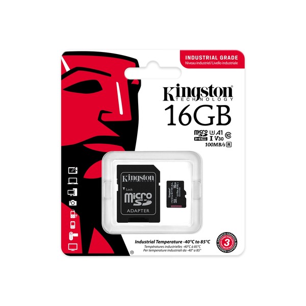 microSDHC FLASH CARD 16Gb Kingston (SDCIT2/16GB) Industrial Class 10, UHS-I, U3, V30, A1, pSLC + SD adapter купить по самой низкой цене