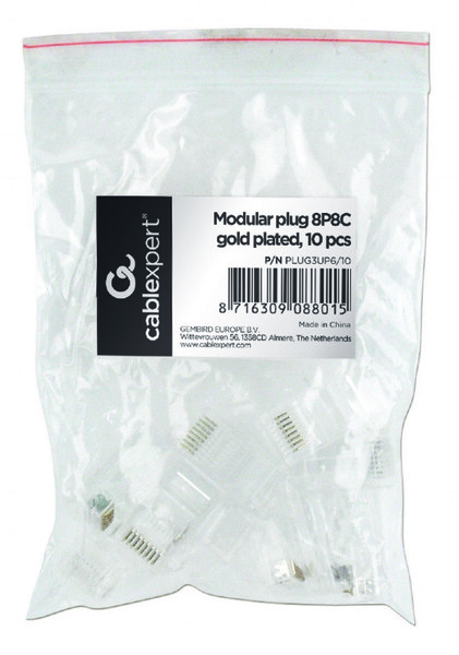 RJ-45 коннектор (PLUG3UP6/10) UTP, 8P8C, (10шт/уп) 6 микродюймов, золоченые контакты купить по самой низкой цене