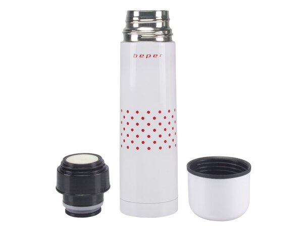 Термос  Beper BI.504 500ml (нержавеющая сталь, в комплекте чашка) белый в красный горошек Термос  Beper BI.504 500ml (нержавеющая сталь, в комплекте чашка) белый в красный горошек купить по самой низкой цене