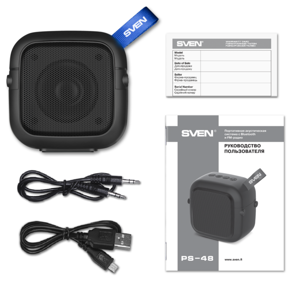 Портативная акустика SVEN PS-48 BLACK (5W, TWS, Bluetooth, FM, USB, microSD, 500mA*h) Портативная акустика SVEN PS-48 BLACK (5W, TWS, Bluetooth, FM, USB, microSD, 500mA*h) купить по самой низкой цене