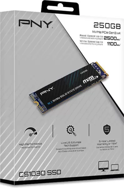 SSD 250Гб,M.2 2280/PCI-E 3.0x4 NVMe, PNY CS1030 (M280CS1030-250-RB) TLC 3D NAND, R/W 2500/1100Mb/s SSD 250Гб,M.2 2280/PCI-E 3.0x4 NVMe, PNY CS1030 (M280CS1030-250-RB) TLC 3D NAND, R/W 2500/1100Mb/s купить по самой низкой цене