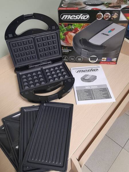 Бутербродница Mesko MS 3045  1000Вт (3в1-гриль/вафельн/бутерброд) blk Уценка! Бутербродница Mesko MS 3045  1000Вт (3в1-гриль/вафельн/бутерброд) blk Уценка! купить по самой низкой цене