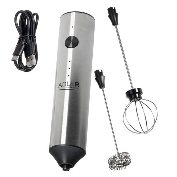 Вспениватель (капучинатор) молока Adler (AD 4532) погружной, аккум. 3,7V/1500mAh, заряд.через USB, 2 насадки купить по самой низкой цене