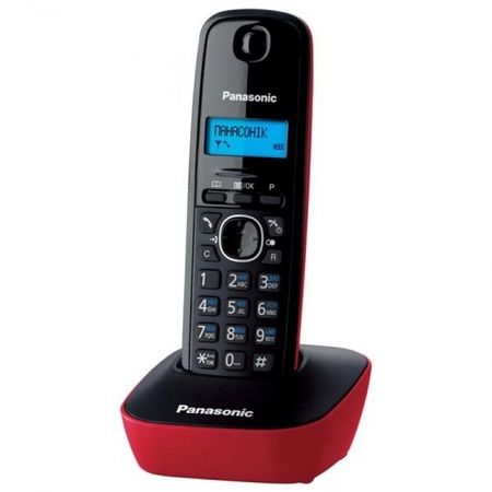 Тел/радио KX-TG1611UAR PANASONIC DECT, часы/буд-к,АОН черн/красный купить по самой низкой цене