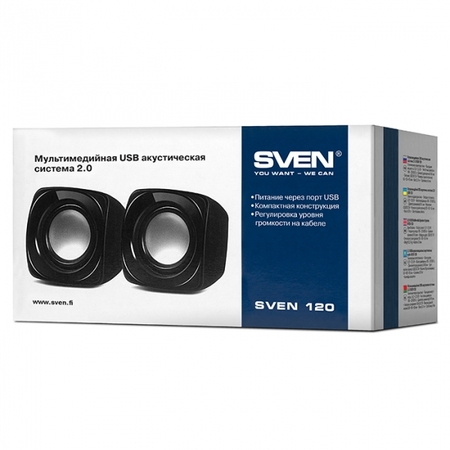 Акустика SVEN 120 2.0 (2x2.5W,USB питание)black, ABS-пластик купить по самой низкой цене
