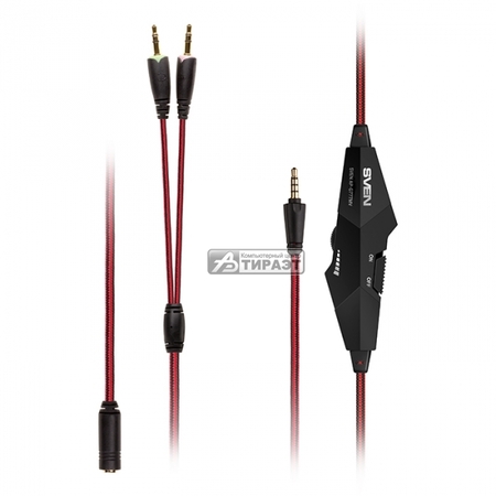 Наушники с микрофоном SVEN AP-G777MV(разъем 4pin/3,5мм+адаптер)blk/red купить по самой низкой цене