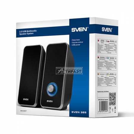 Акустика SVEN 325 2.0 (2x3W,USB питание) black, ABS-пластик купить по самой низкой цене