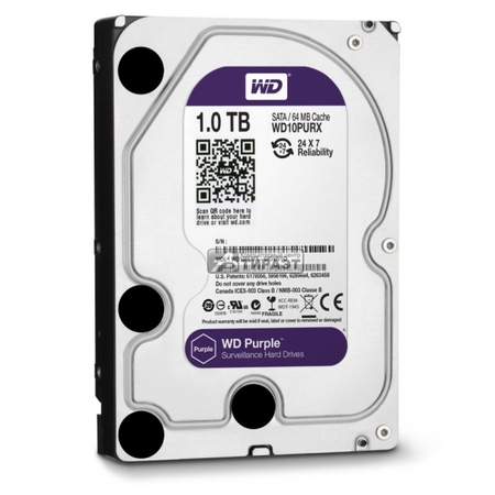 HDD SATA3 1TB Western Digital Purple WD10PURZ 64Mb,IntelliPower,22dBA) купить по самой низкой цене