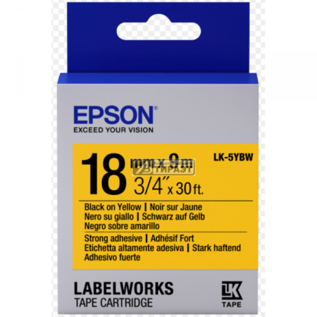 Лента Epson LK-5YBW (C53S655010) 18мм*9м Strng adh Blk/Yell купить по самой низкой цене