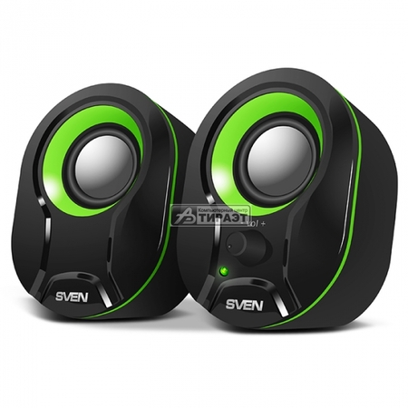 Акустика SVEN 290 2.0 (2x2.5W,USB питание)black/green,ABS-пластик купить по самой низкой цене
