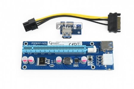 Адаптер PCI-E-1x to 16x Riser + USB3 60cm + каб.пит.18см (RC-PCIEX-03) купить по самой низкой цене