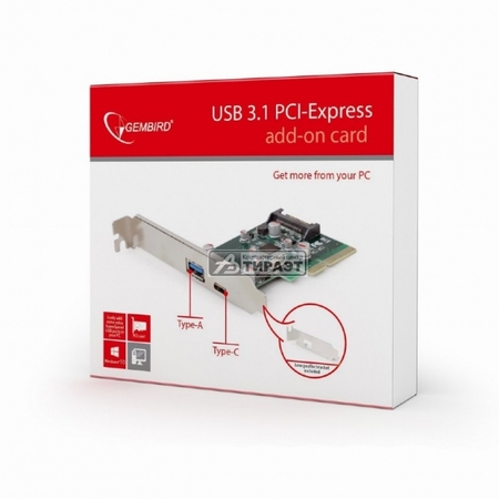 Адаптер для подключения 2*USB3.1 (тип A+тип C) в PCI слот (PEX-U31-01) купить по самой низкой цене