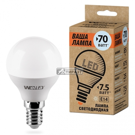 Лампа светодиодная Ваша лампа 4000k, 7.5Вт,675лм,E14 (25S45GL7.5E14-P) шар купить по самой низкой цене