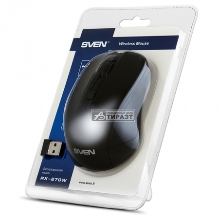 Мышь SVEN OPTICAL Wireless RX-270W, 3+1кн., 800/1200/1600dpi, 2.4ГГц, 1*AA, USB, Black купить по самой низкой цене