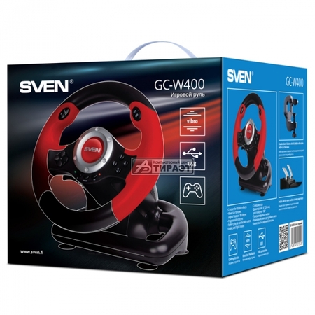 Руль SVEN GC-W400 (9' Рул.колесо+2 педали, USB, виброотдача, 2оси/8позиц/10кнопок) black/red купить по самой низкой цене