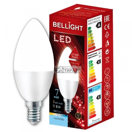 Лампа светодиодная BELLIGHT C35, 230V, 7Вт, 4000K, E14 купить по самой низкой цене
