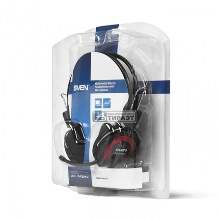 Наушники с микрофоном SVEN AP-545MV (20-20000Гц, разъем 2*3pin/3,5мм, 2.2м) blk/red купить по самой низкой цене