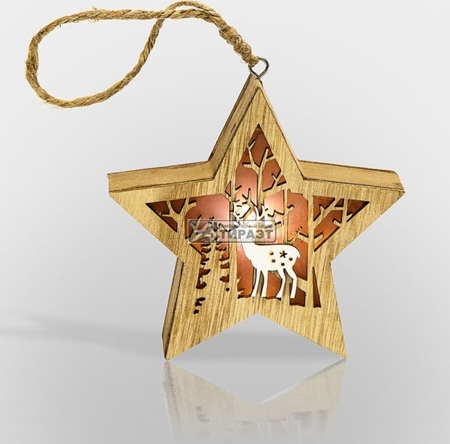 Деревянная фигурка с подсветкой  'Звёздочка' (504-022) 24x13x3.6см    REXAN купить по самой низкой цене