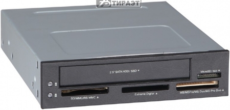 Картридер Gembird (FDI2-ALLIN1-03) внутренний в 3.5' отсек,USB, SATA порт, Black купить по самой низкой цене