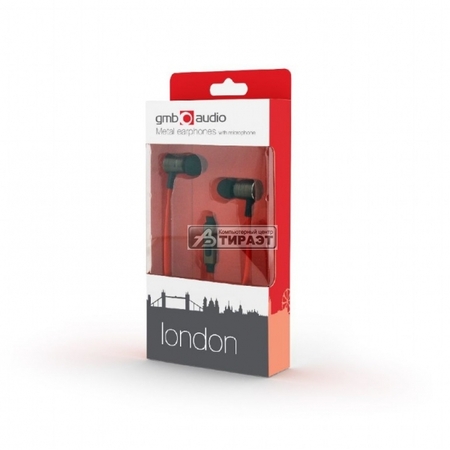 Наушники с микрофоном Gembird (MHS-EP-LHR 'LONDON') вкладыши, проводные, 20-20000Гц, black купить по самой низкой цене