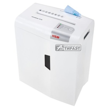 Уничтожитель документов HSM shredstar X10 (P-4,10л.,4.5x30мм,20литр, скрепки/скобы/пл.карты/CD, 1045111) купить по самой низкой цене