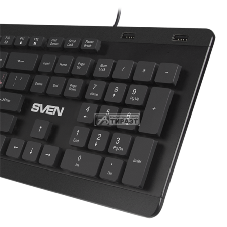 Клавиатура SVEN KB-E5700H  USB, black, HUB 2port, 104+12кл, Slim купить по самой низкой цене