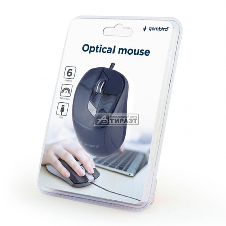 Мышь Gembird MUS-6B-01 USB, 6кн., 400-800-1200-1600DPI, black купить по самой низкой цене