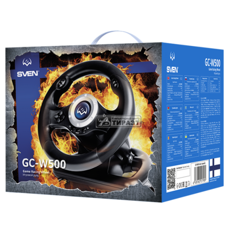 Руль + 2 педали SVEN GC-W500 USB, d=9' (230 мм), 2 оси, 8-поз. джойстик, виброотдача, цифровой и аналог. режим купить по самой низкой цене