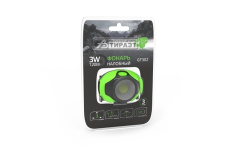 Фонарь налобный Gauss (GF302) 3W, 120lm, 3xAAA, LED        (модель GFL302) купить по самой низкой цене