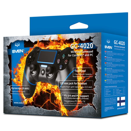 Джойстик (GamePad) SVEN GC-4020, USB, для PS3/4, беспроводный, сенсорная панель, виброотдача, black купить по самой низкой цене