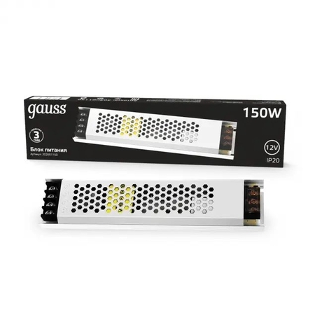Блок питания LED STRIP PS 150W 12V Gauss (202001150) IP20, ультратонкий купить по самой низкой цене