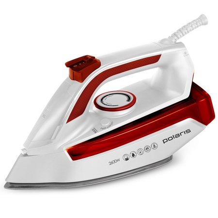 Утюг Polaris PIR 2696AA (2600Вт, анодированное покрытие подошвы, верт.отп, 3м шнур) white/brown купить по самой низкой цене