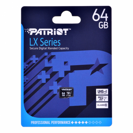 microSDHC CARD 64Gb Patriot  LX Series (PSF64GMDC10) Class10, UHS-I купить по самой низкой цене