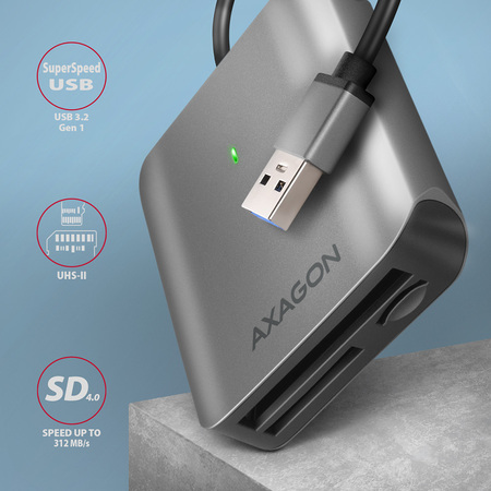 Кардридер AXAGON (CRE-S3) внеш., USB 3.2 Gen 1,  SD, microSD, CF, 15см купить по самой низкой цене