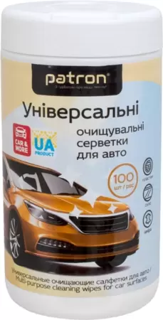 Салфетки чистящие универсальные для авто,пластик/стекло/кожа/резина PATRON, туба 100шт., (F3-052) влажн. купить по самой низкой цене