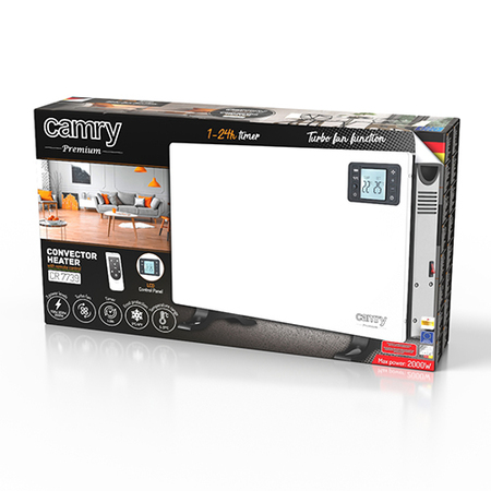Обогреватель конвекторный Camry CR 7739 (2кВт, 3 режима нагрева, Д/У, термостат, таймер отключения) white купить по самой низкой цене
