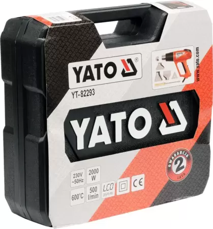 Фен технический YATO (YT-82293) 2000Вт, 70-600°C, ЖК-дисплей, регулировки температуры и потока воздуха купить по самой низкой цене