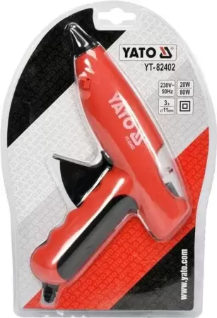 Пистолет термоклеящий YATO YT-82402 (диаметр стержня 11мм, 80Вт, 220В, 200°С, 15г/мин, 3 стержня в компл.) купить по самой низкой цене