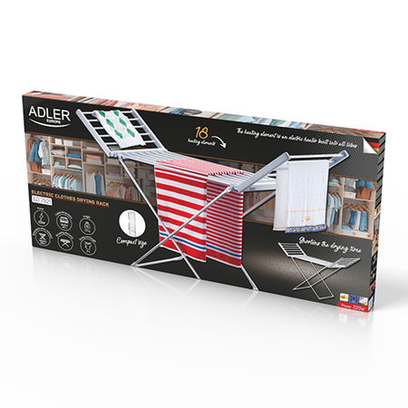 Сушилка для белья напольная, складная, электрическая Adler AD 7821 (220Вт, алюминий / пластик) купить по самой низкой цене