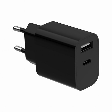 Зарядное устр. GEMBIRD (TA-UC-2AC12-01-BK) Black, 1*USB Type-A + 1*USB Type-C, max 2.4A купить по самой низкой цене
