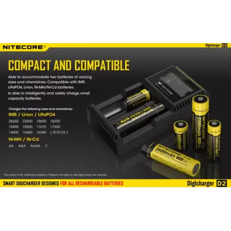 Зарядное устройство D2 EU NITECORE для 2 ак. Li-ion/Ni-MH/Ni-Cd купить по самой низкой цене