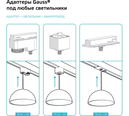 Адаптер GAUSS (TR124) для подключения  светильника к трековой системе, цвет чёрный купить по самой низкой цене