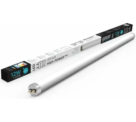 Лампа светодиодная GAUSS (93022) 4000K, 12W, 1000lm, G13, T8 600mm стекло, Elementary LED купить по самой низкой цене