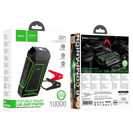 Пусковое устройство (бустер) для автомобиля Hoco QS1 Spring Car Jump Starter 10000 mAh  Max ток запуска 600A купить по самой низкой цене