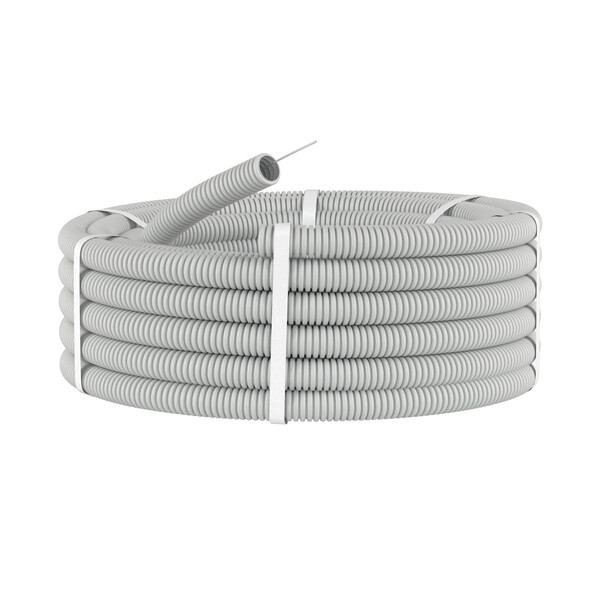 Труба ПВХ гофрированная D50мм, с протяжкой,серая (91950), 15м/уп. купить по самой низкой цене