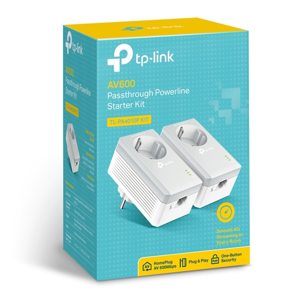Адаптер  2шт*AV600 Nano Powerline TP-LINK TL-PA4010PKIT со встроенной розеткой, 1p*10/100Мбит/сек, max 500Мб/с купить по самой низкой цене